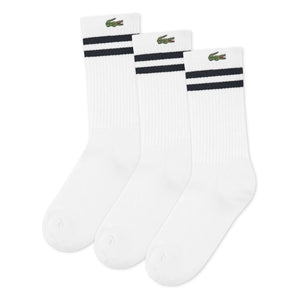 Lacoste - Pack de 3 pares de calcetines de algodón orgánico con logo | Blanco