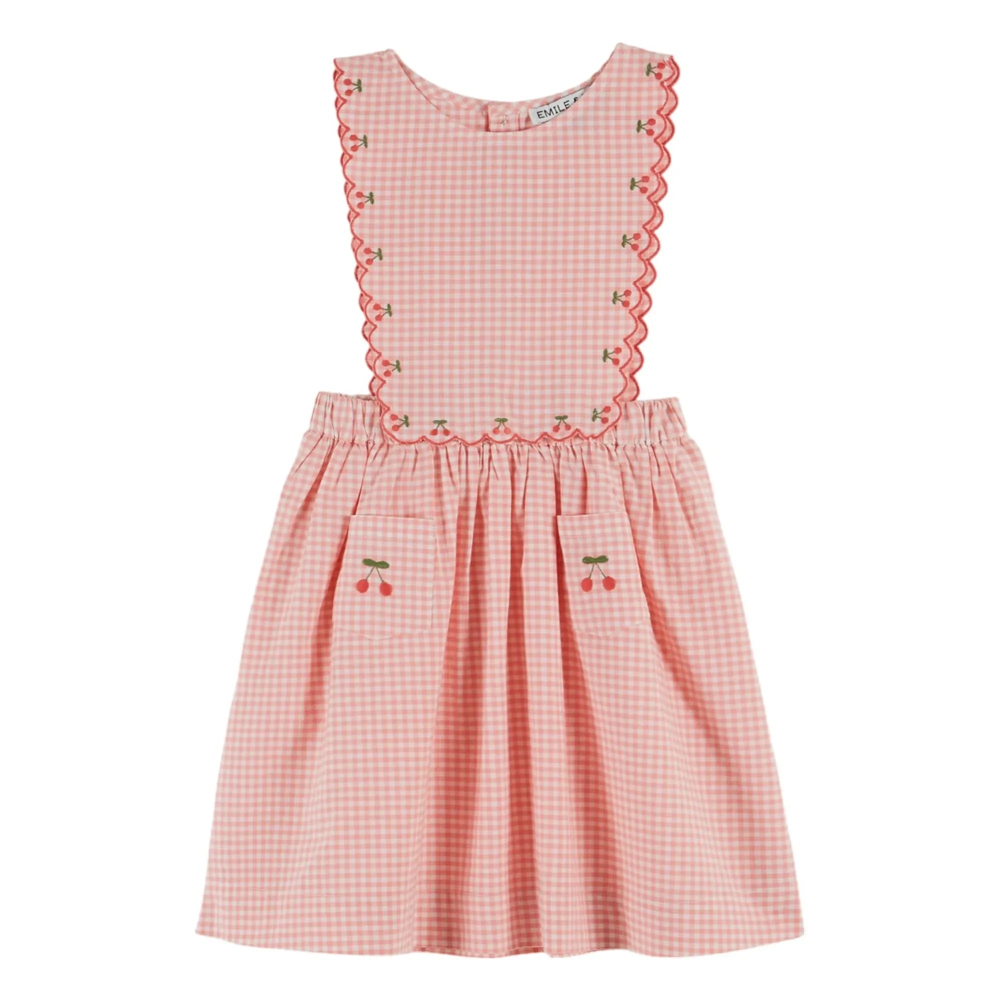 Emile et Ida - Vestido de Peto a Cuadros de Algodón Orgánico | Rosa