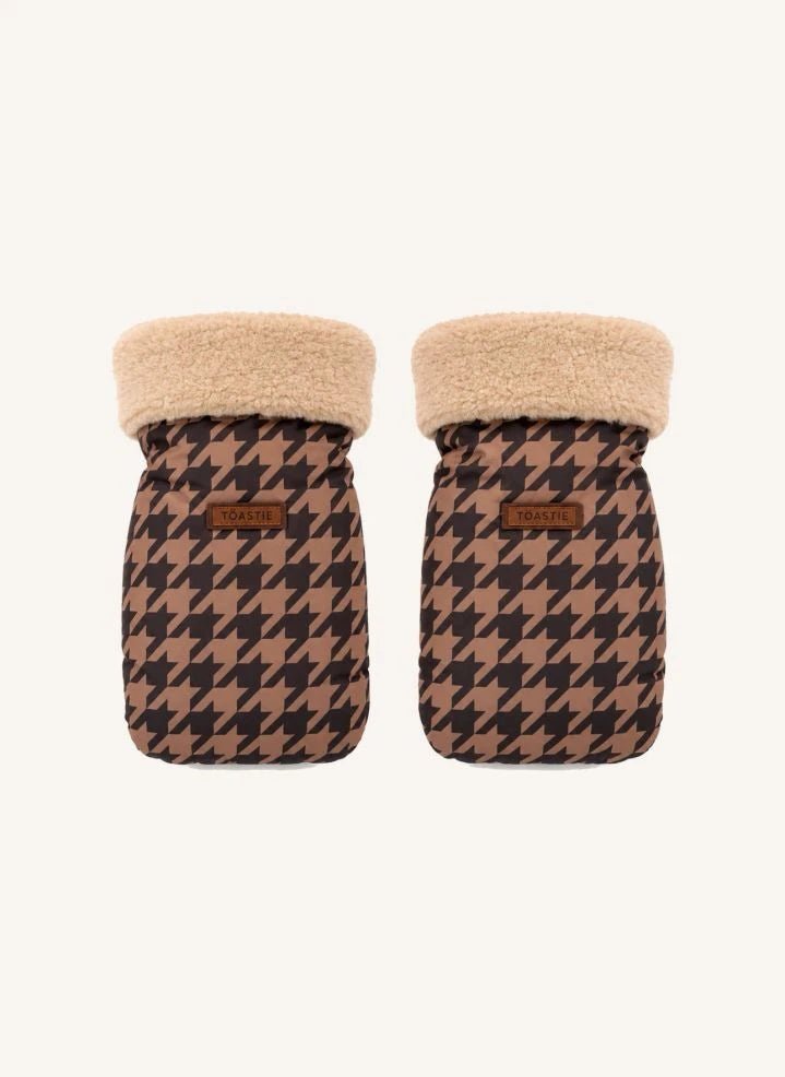 Töastie - Guantes para Carrito de Bebé Houndstooth de Fibra Reciclada | Marrón