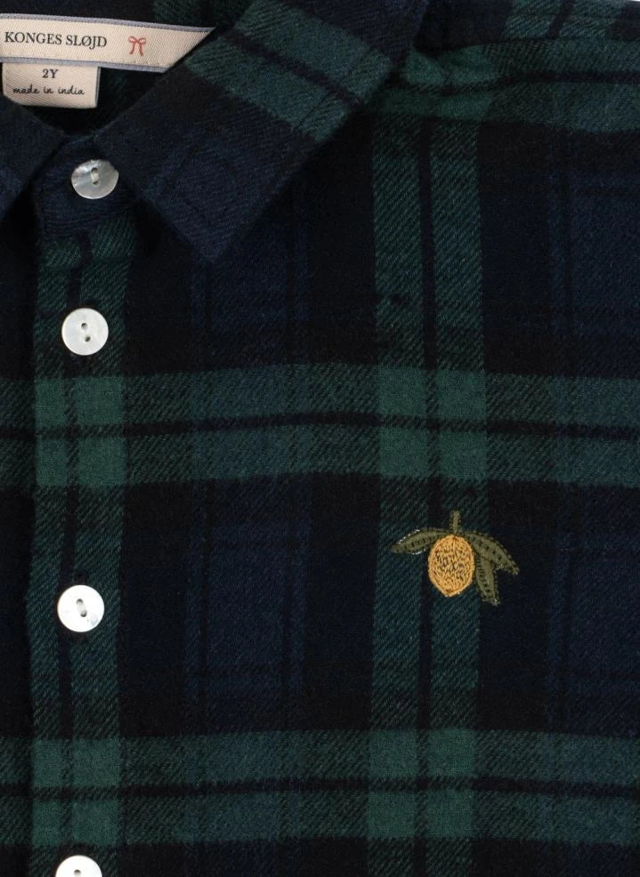 Konges Sløjd - Camisa de franela a cuadros de algodón orgánico | Verde