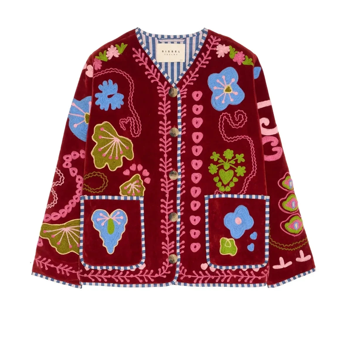 SISSEL EDELBO - Chaqueta Maggie con bordado burdeos