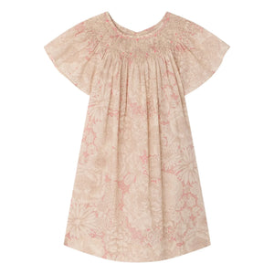 Bonpoint - Vestido fruncido de algodón orgánico Arlène Fleurie | Rosa pálido