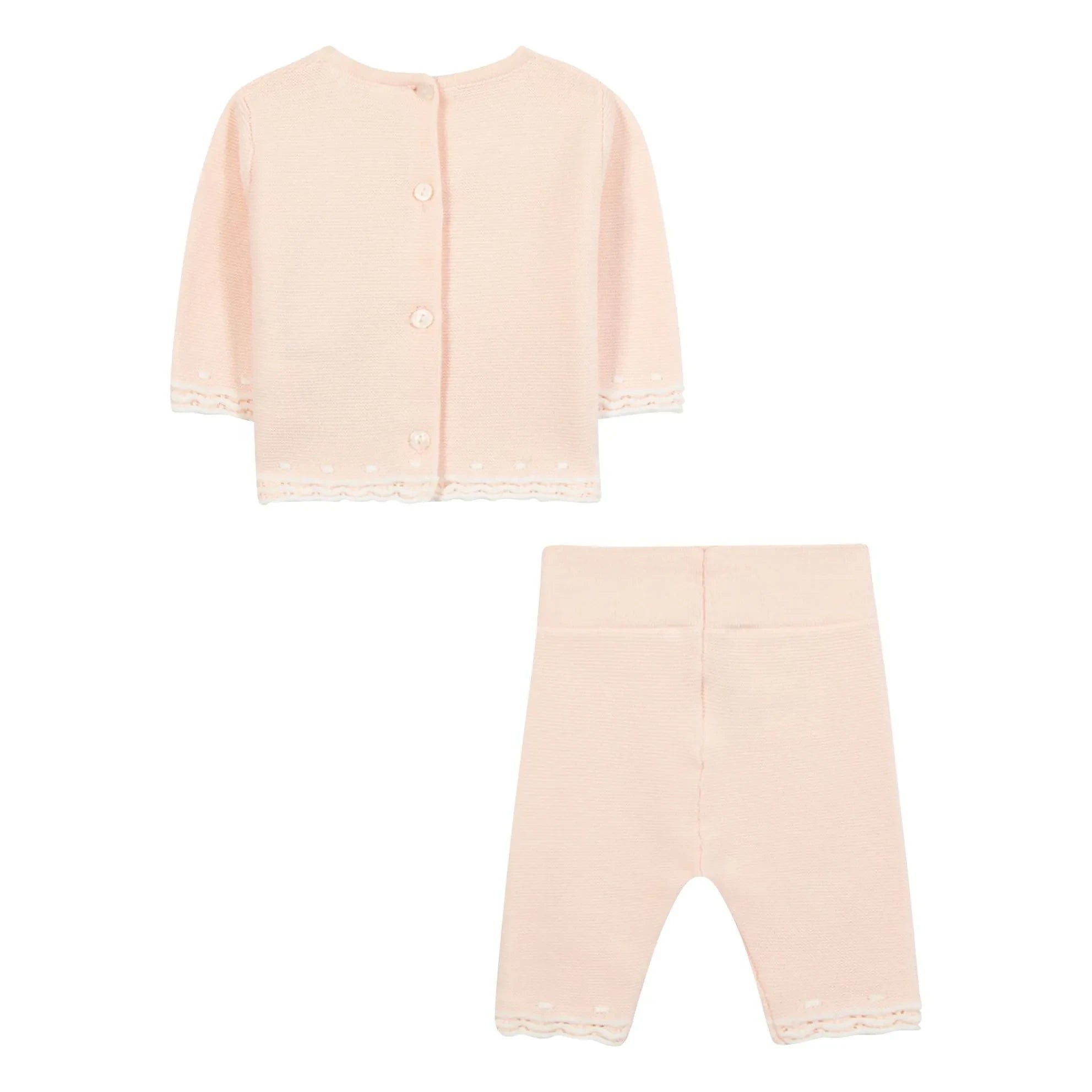 Tartine et Chocolat - Suéter y leggings de punto con bordado calado | Rosa pálido