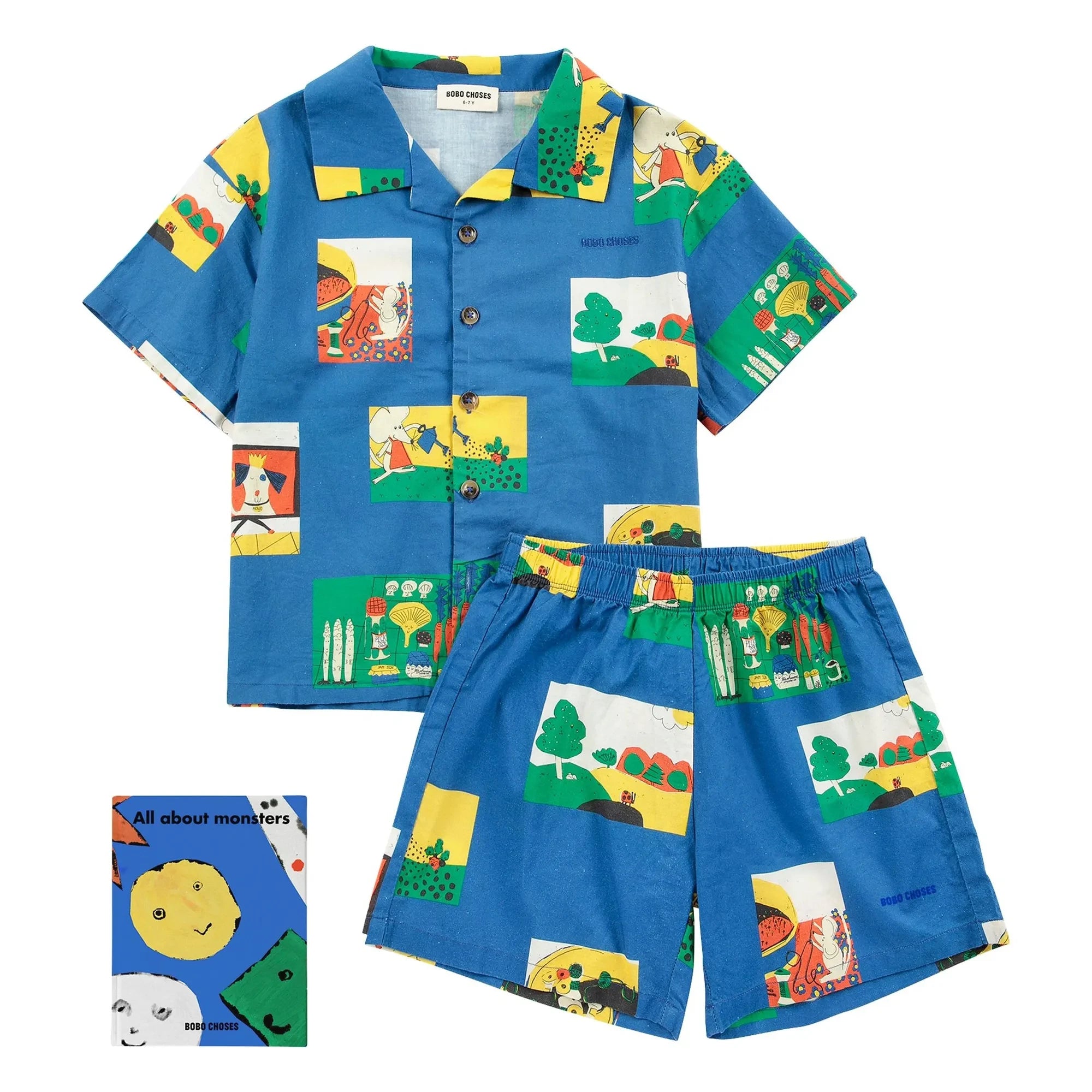 Bobo Choses - Conjunto de camisa y pantalón corto de algodón orgánico Pickles | Azul real