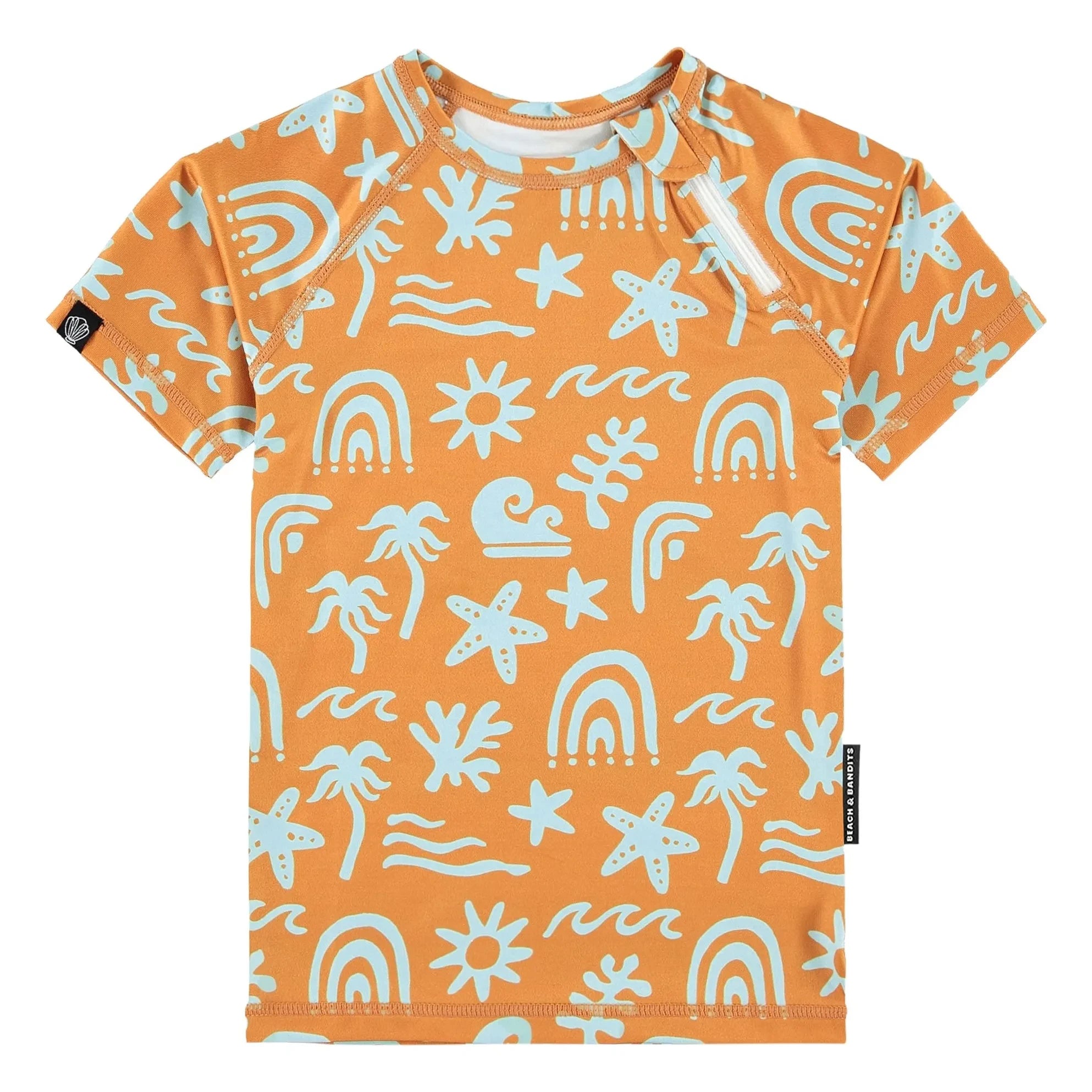 Beach & Bandits - Camiseta de protección UV Tropical Breeze Fibras recicladas | Naranja