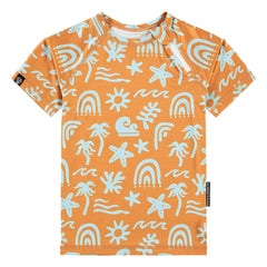 Beach & Bandits - Camiseta de protección UV Tropical Breeze Fibras recicladas | Naranja