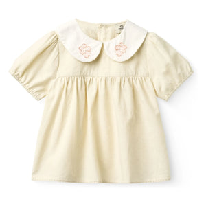 Copenhagen Colors - Blusa con volantes cuello Claudine algodón orgánico | Crema