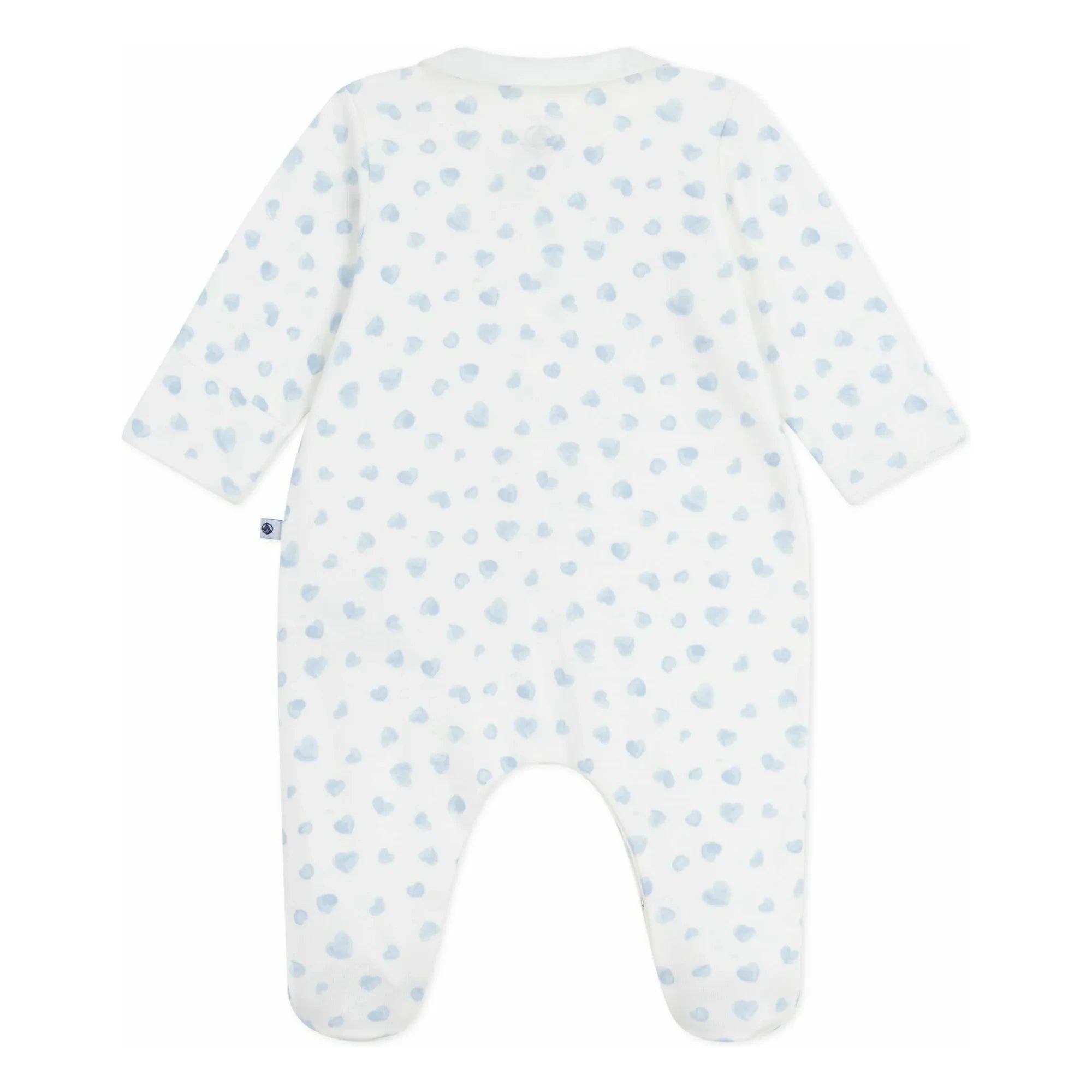 Petit Bateau - Pijama de algodón orgánico con cuello y corazones | Blanco
