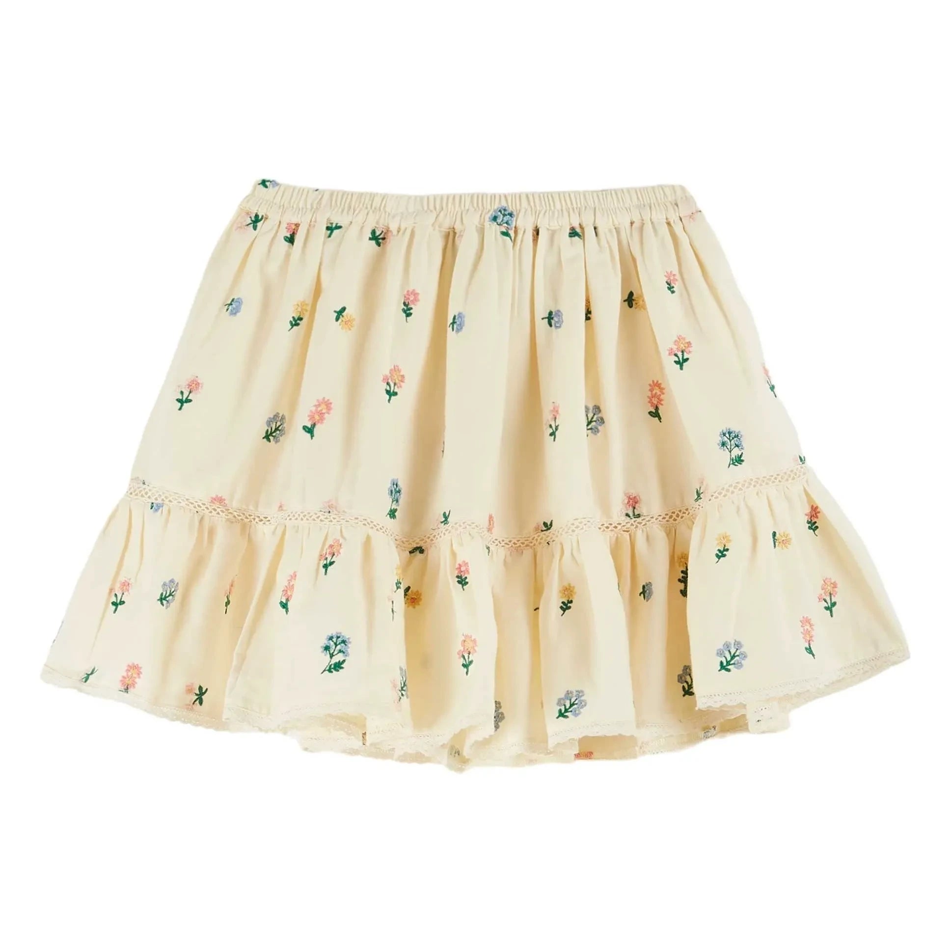 Emile et Ida - Falda Bordada Floral | Amarillo Pálido