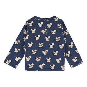 Emile et Ida - Camiseta de algodón orgánico con ardillas | Azul noche