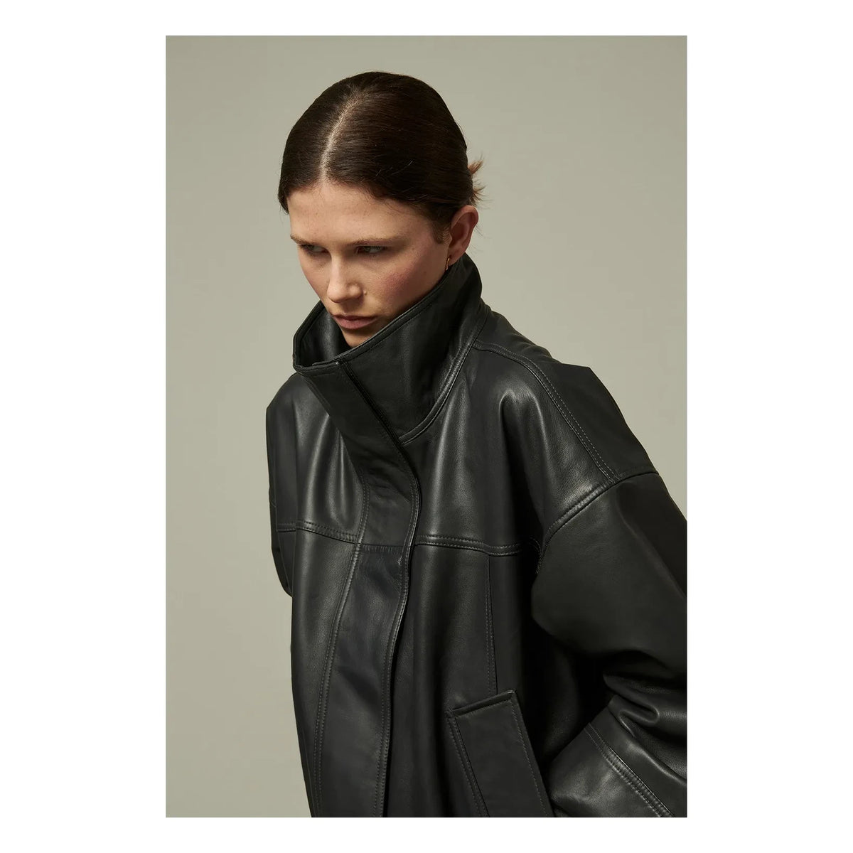 BELLEPIECE - Tiziano Chaqueta de cuero | gris carbón