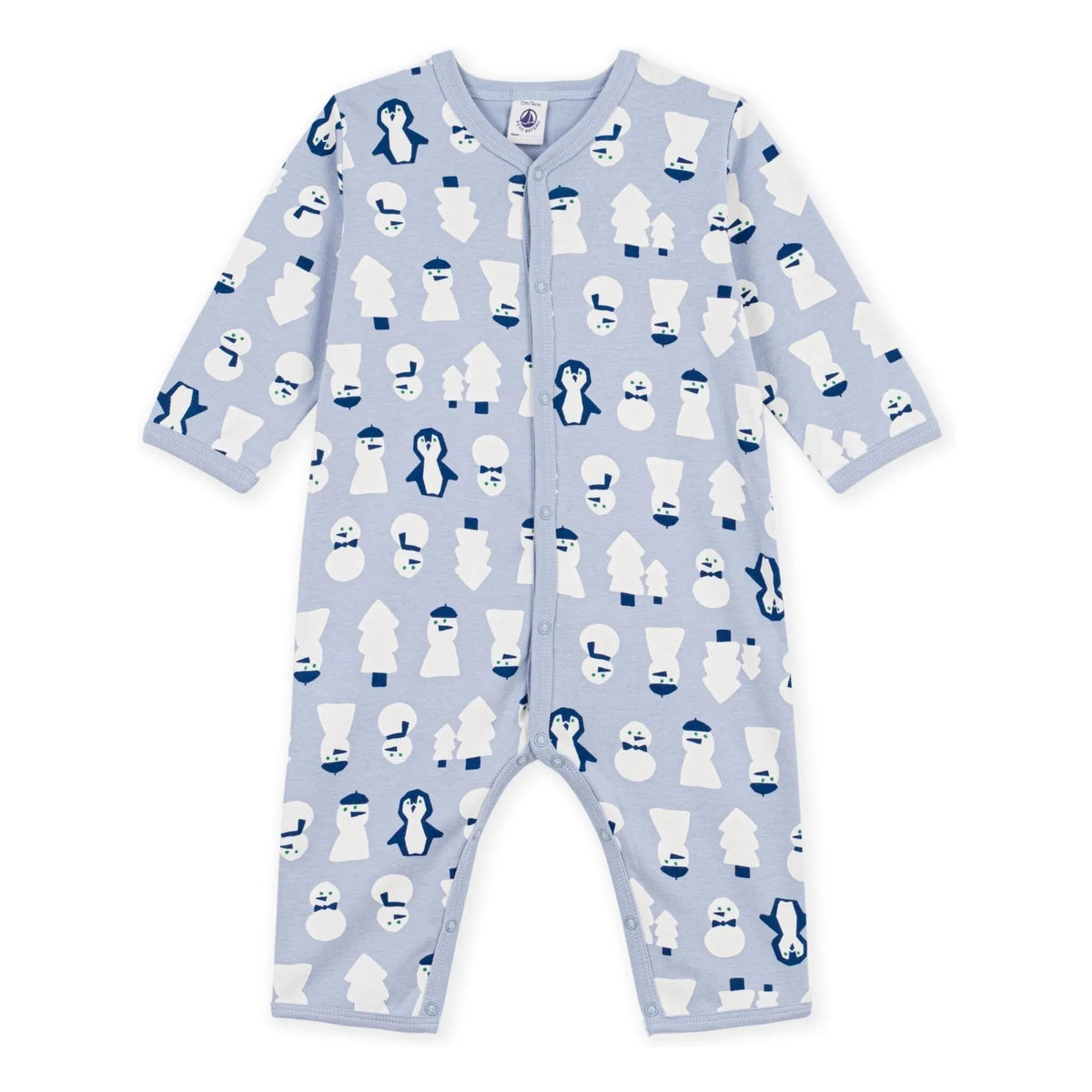 Petit Bateau - Pijama Sleep Well Muñecos de Nieve Algodón Orgánico | Azul