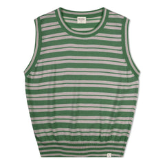 Matona - Camiseta de tirantes de punto fino de algodón orgánico a rayas | Verde