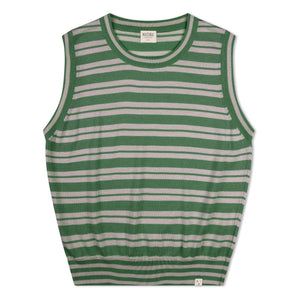 Matona - Camiseta de tirantes de punto fino de algodón orgánico a rayas | Verde