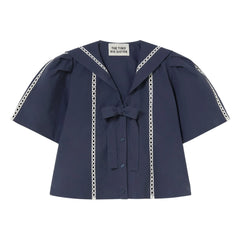 The Tiny Big Sister - Blusa de Algodón Sailor | Azul Marino