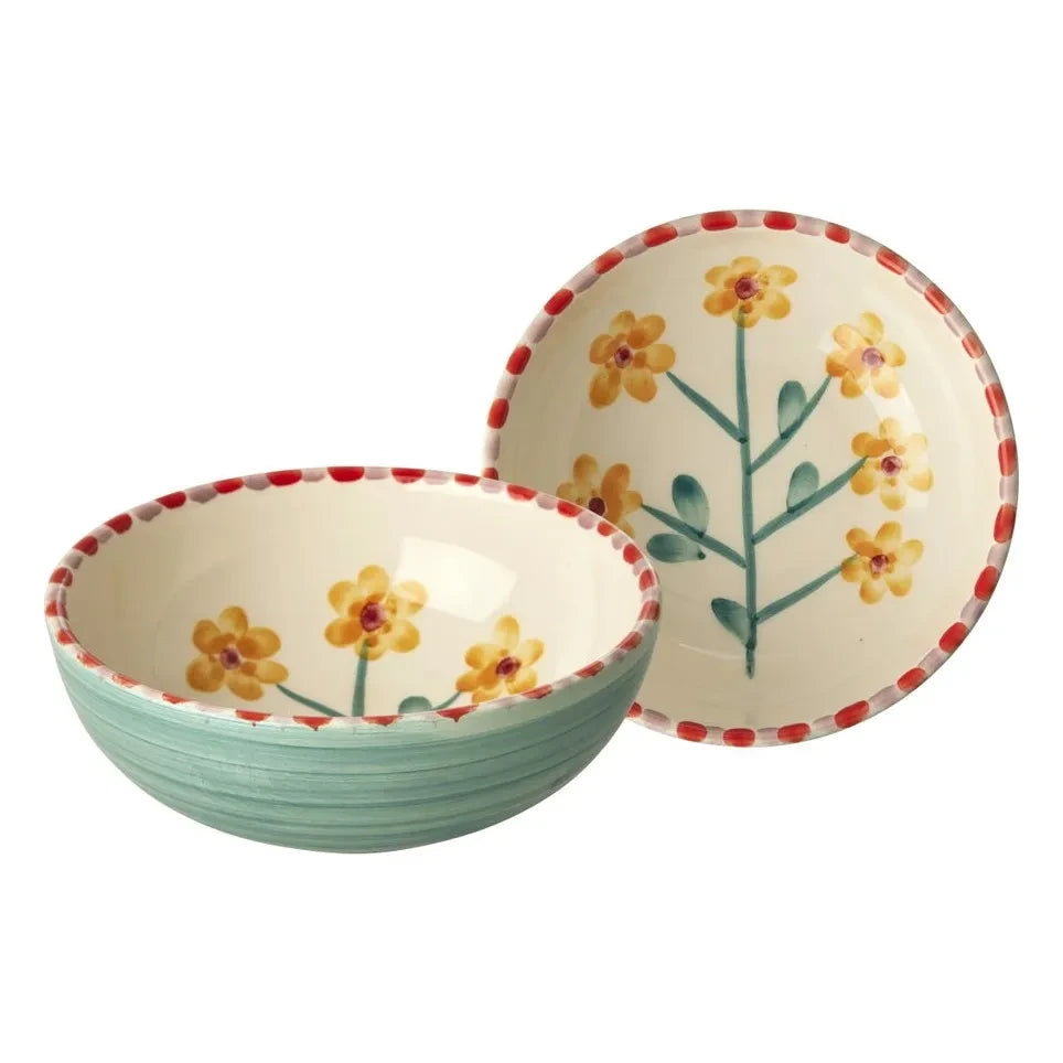 Arroz - Cuenco de cerámica floral | Agua verde
