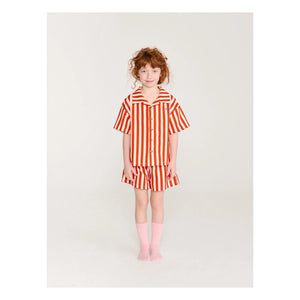 Bobo Choses - Conjunto de Camisa y Pantalón Corto de Algodón Orgánico a Rayas | Rojo