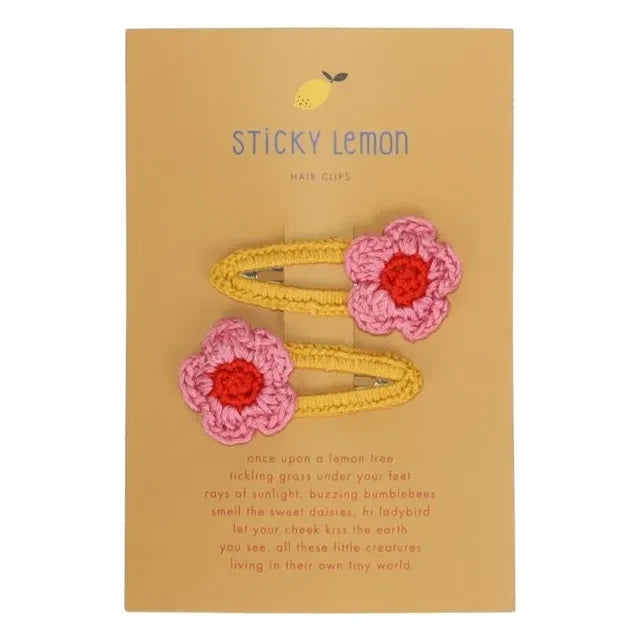 Sticky Lemon - Set de 2 clips florales | Rosa pálido