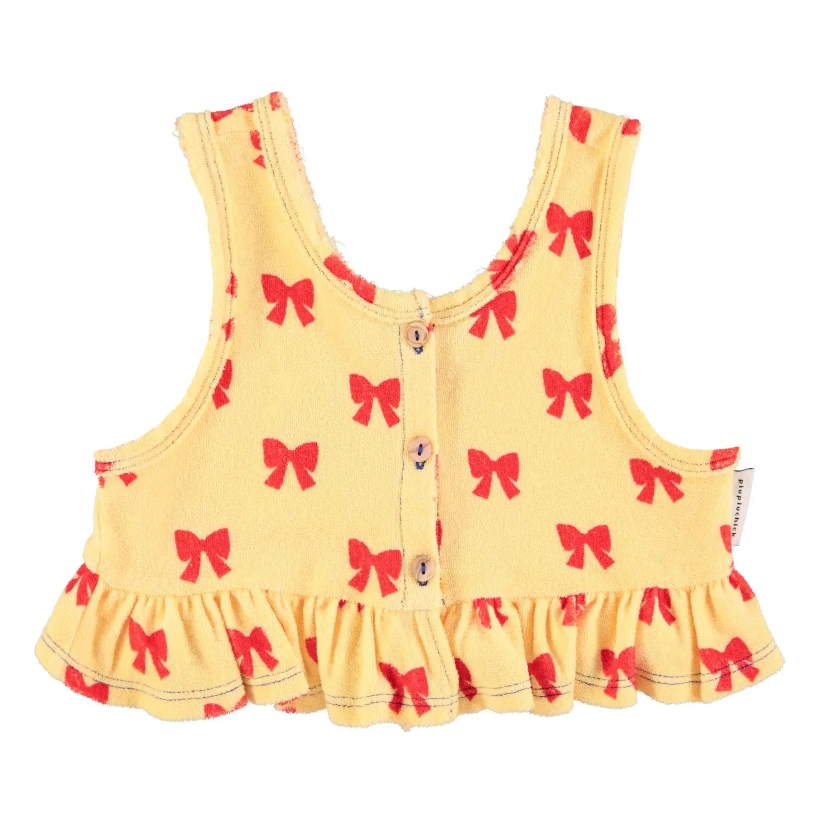 Piupiuchick - Top corto anudado de rizo orgánico | Amarillo