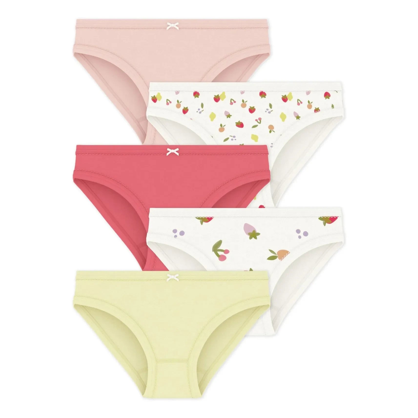 Petit Bateau - Lote de 5 Braguitas con Estampado de Frutas | Rosa