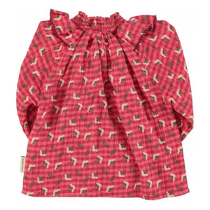 Piupiuchick - Blusa con cuello fruncido y estampado floral | Rosa