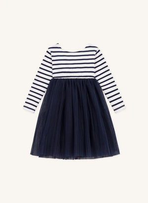 Petit Bateau - Tül Çizgili Elbise | Lacivert