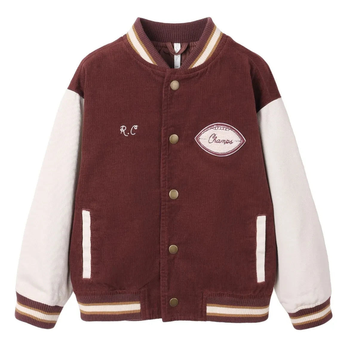 Rylee + Cru - Chaqueta Bomber de Terciopelo Varsity | Burdeos