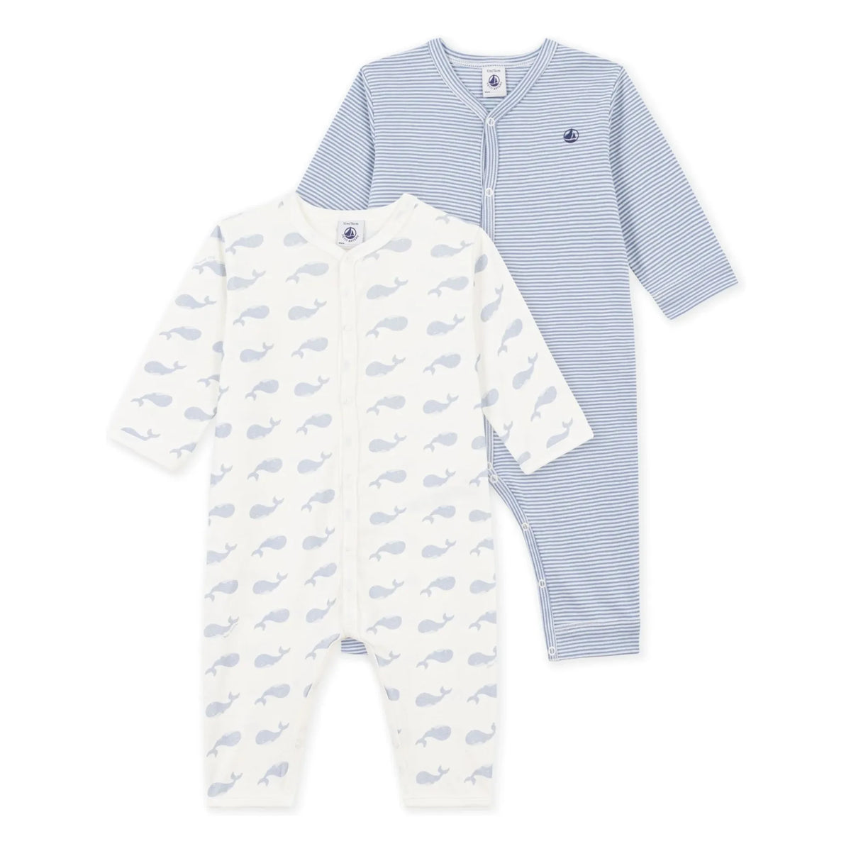 Petit Bateau - Conjunto de pijama de algodón orgánico baleines Dors Bien de 2 piezas | Azul