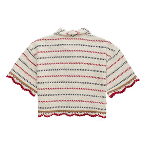 Maison Mangostan - Camisa de Malla de Rayas | Crudo