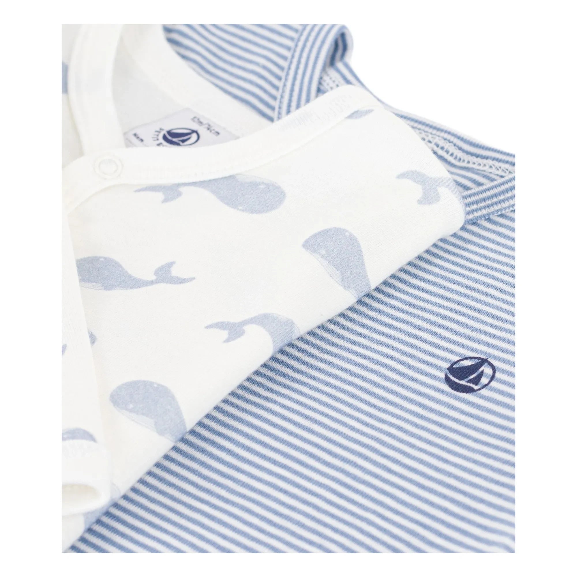Petit Bateau - Conjunto de pijama de algodón orgánico baleines Dors Bien de 2 piezas | Azul