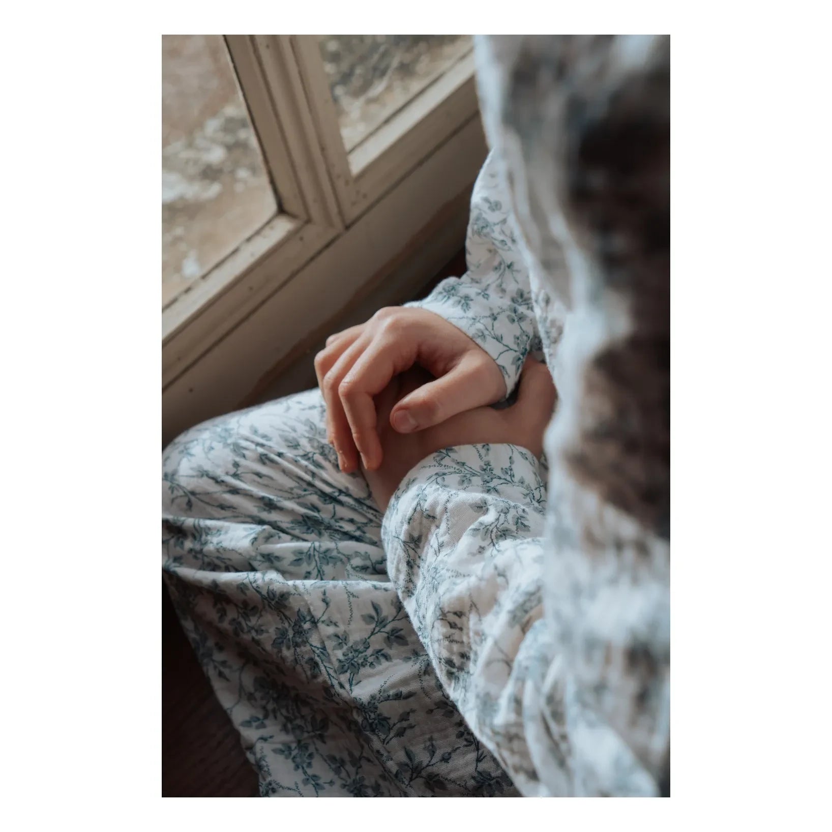 Risu Risu - Pijama Lao de muselina de algodón orgánico con estampado floral | Azul