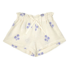 Mipounet - Sandrine Shorts de Algodón Orgánico con Flores | Crudo