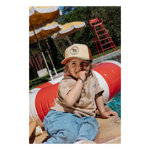 Hello Hossy - Gorra de algodón orgánico Rolling Pony con visera curva | Beige