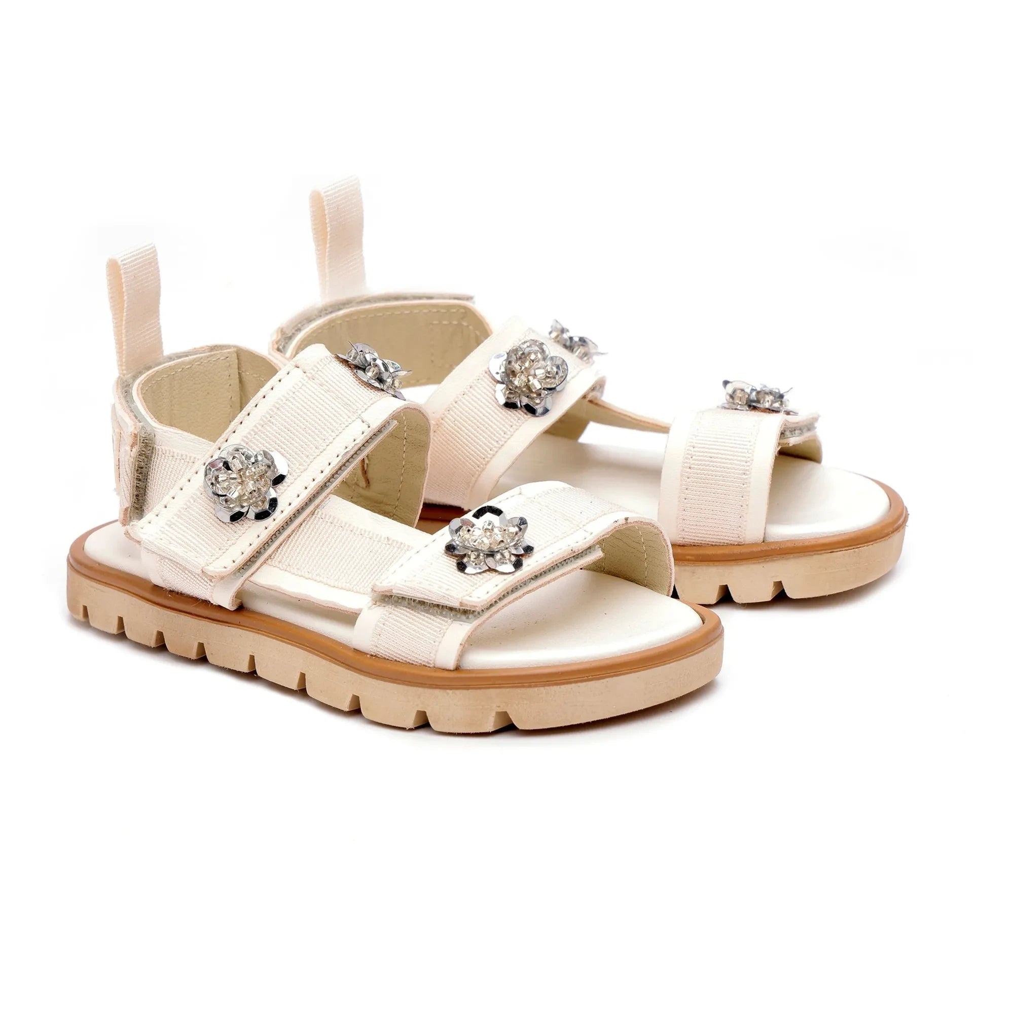 Pèpè - Sandalias de dos tiras florales | Blanco