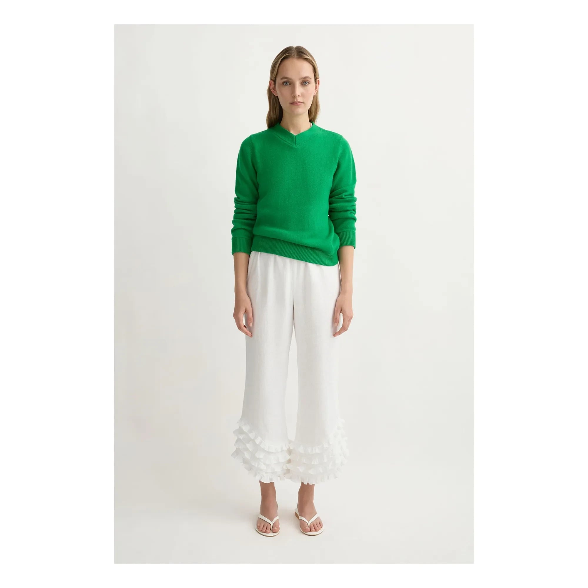 Posse - Pantalones de lino Florence | Blanco - Marfil