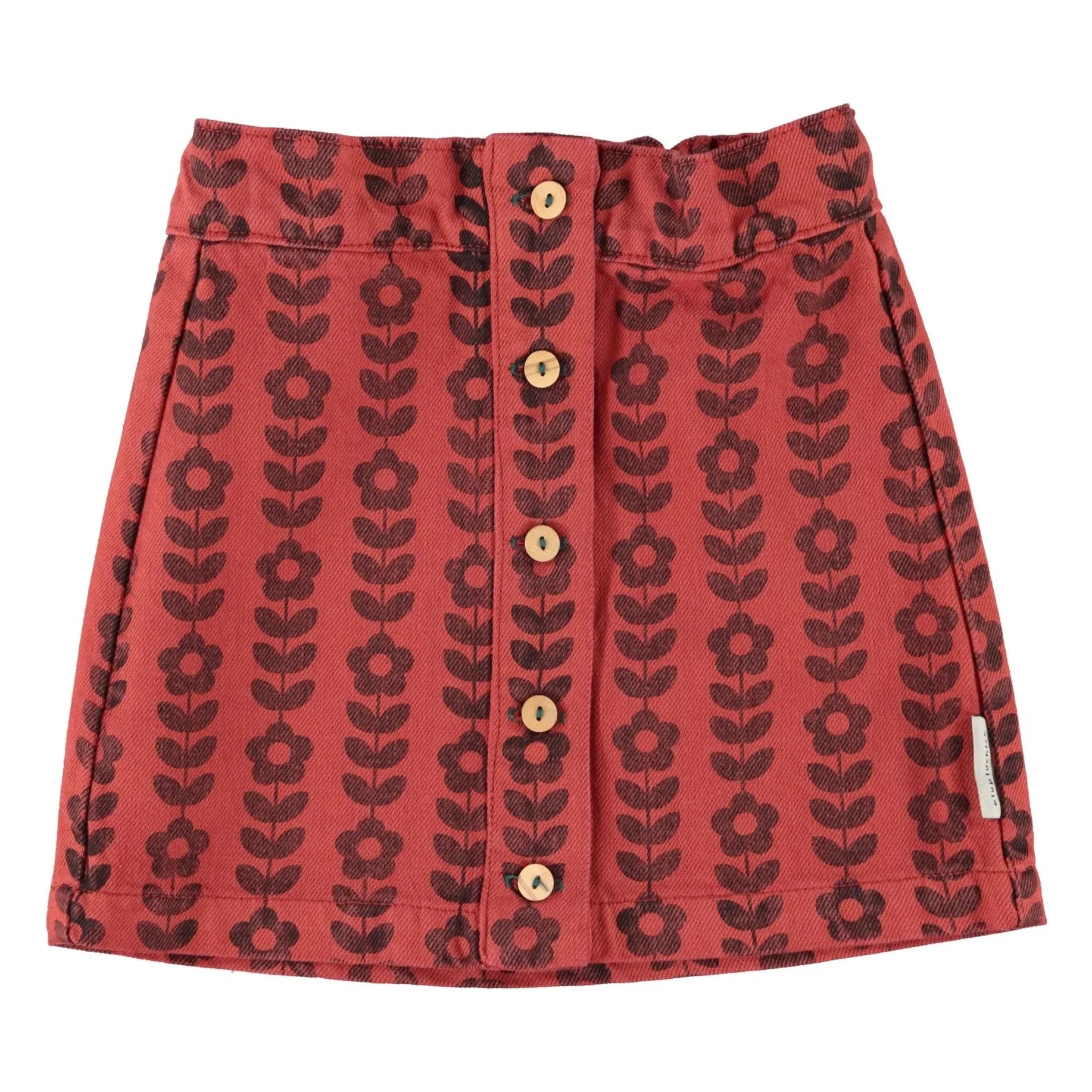 Piupiuchick - Falda de algodón orgánico con flores | Burdeos