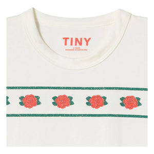 Tinycottons - Camiseta corta de algodón orgánico con rosas | Blanco