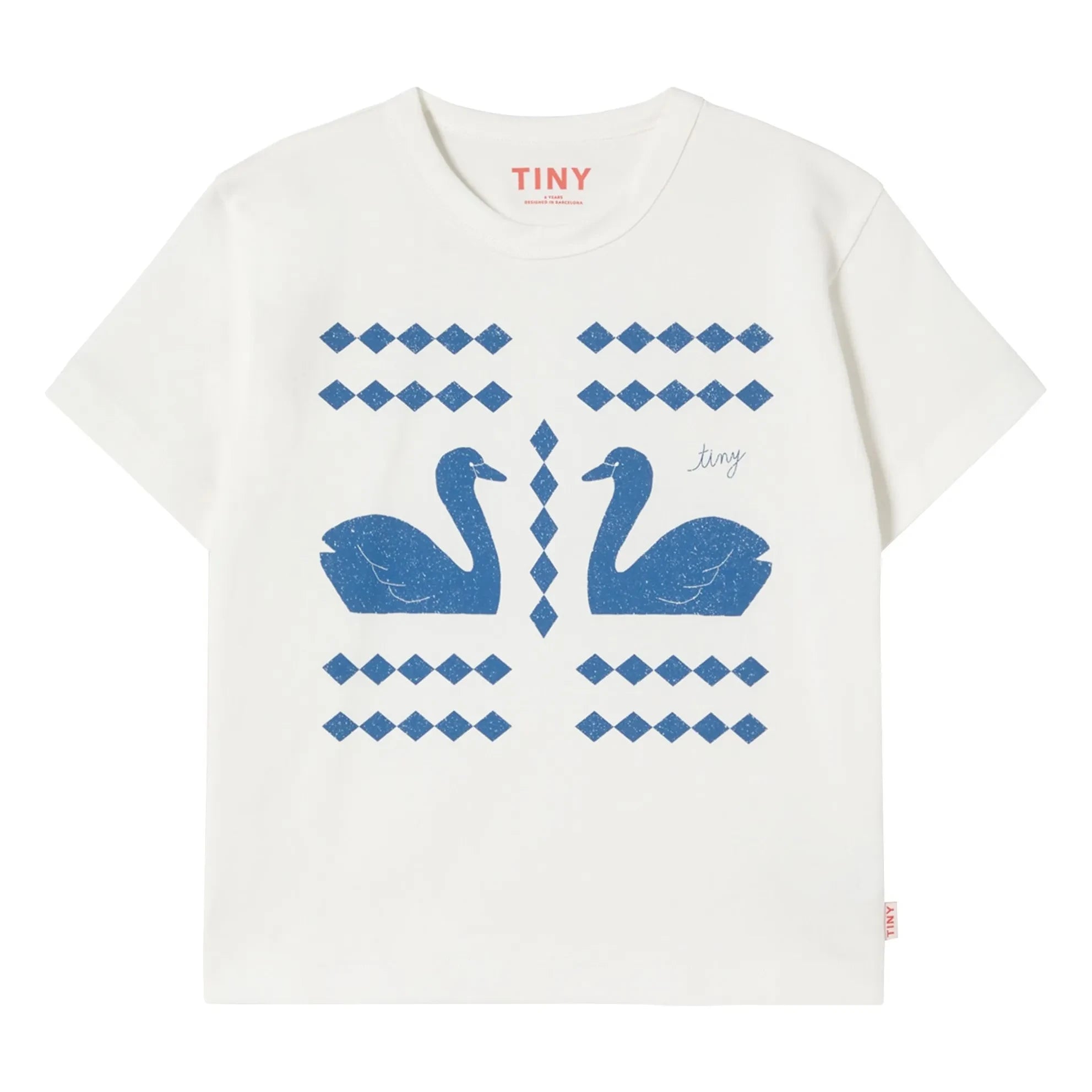 Tinycottons - Camiseta Swans Losanges algodón orgánico | Blanco