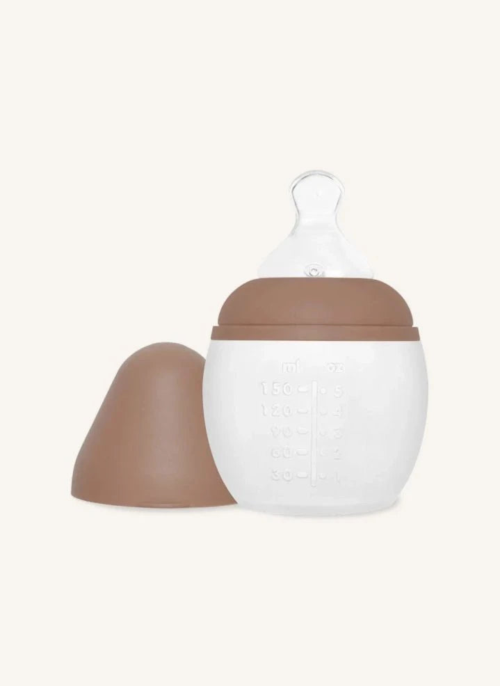 Elhée - Biberón de silicona de grado médico, con tetina ergonómica | Mocha