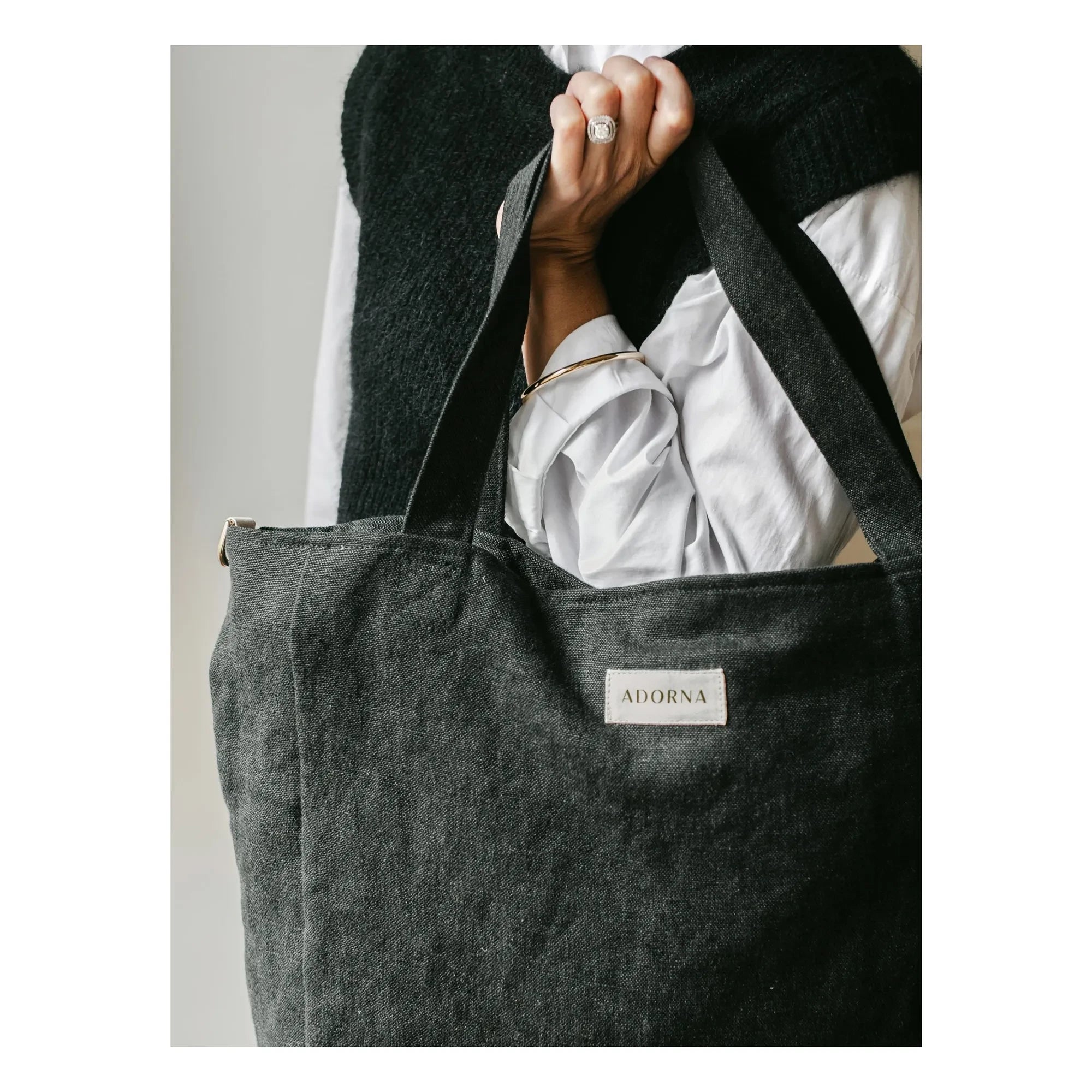 Adorna - Bolso de lino con cremallera | Negro