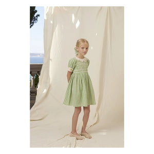 Bebe Organic - Vestido de nido de abeja Tilia Squares | Verde pálido