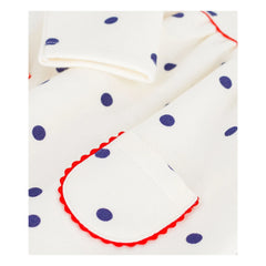 Petit Bateau - Vestido de felpa con lunares | Crudo