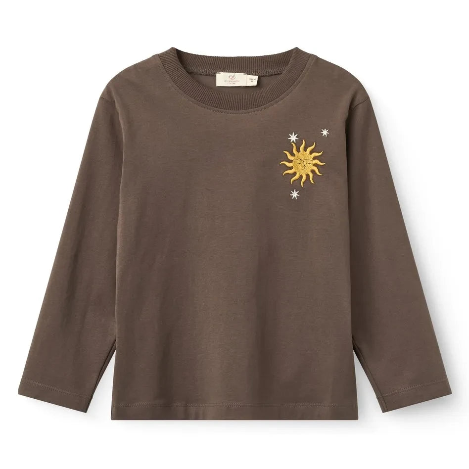 Copenhagen Colors - Camiseta bordada "Sun" de algodón orgánico | Marrón oscuro