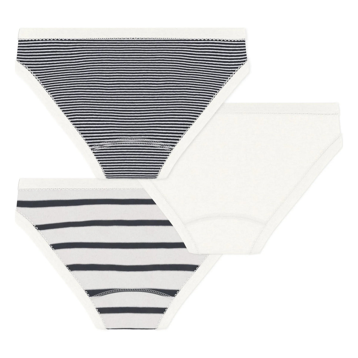 Petit Bateau - Braga marinera de algodón orgánico, pack de 3 | Azul marino