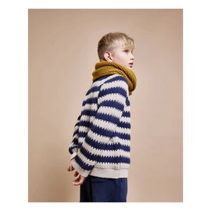 Búho - Jersey de alpaca de lana a rayas | Azul marino