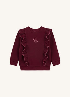 Petit Bateau - Sudadera con volantes PB | Burdeos