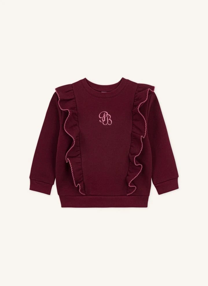 Petit Bateau - Sudadera con volantes PB | Burdeos