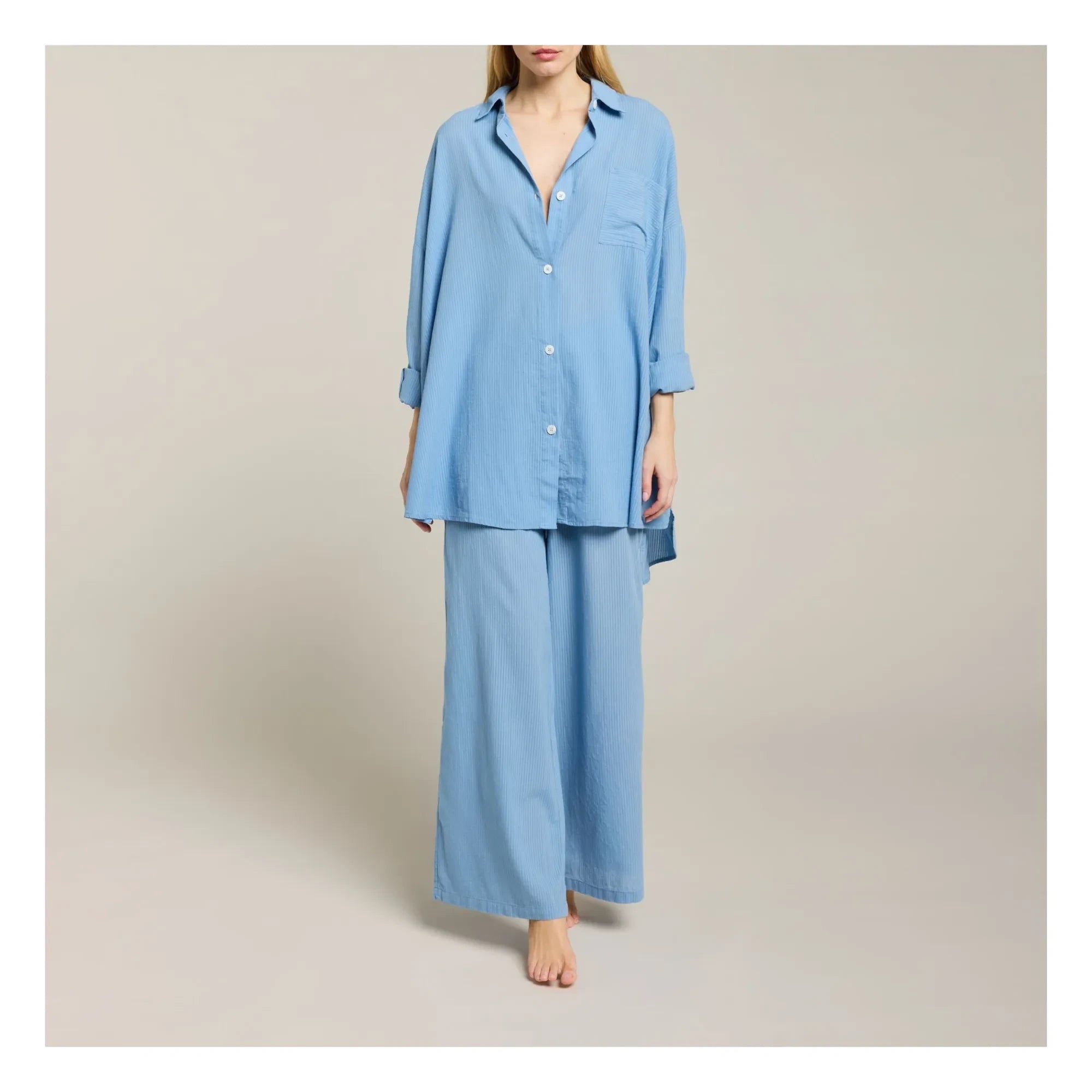 Maison Saint Julien - Pantalón Cap Estel Voile de Coton | Azul cielo