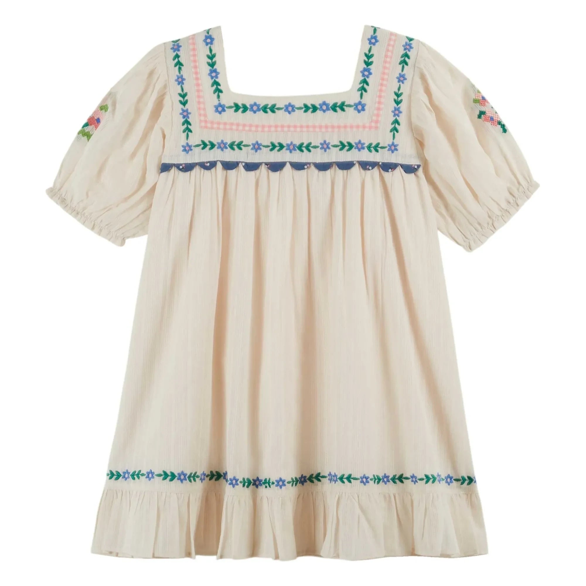 Emile et Ida - Vestido con volantes bordados | Crema