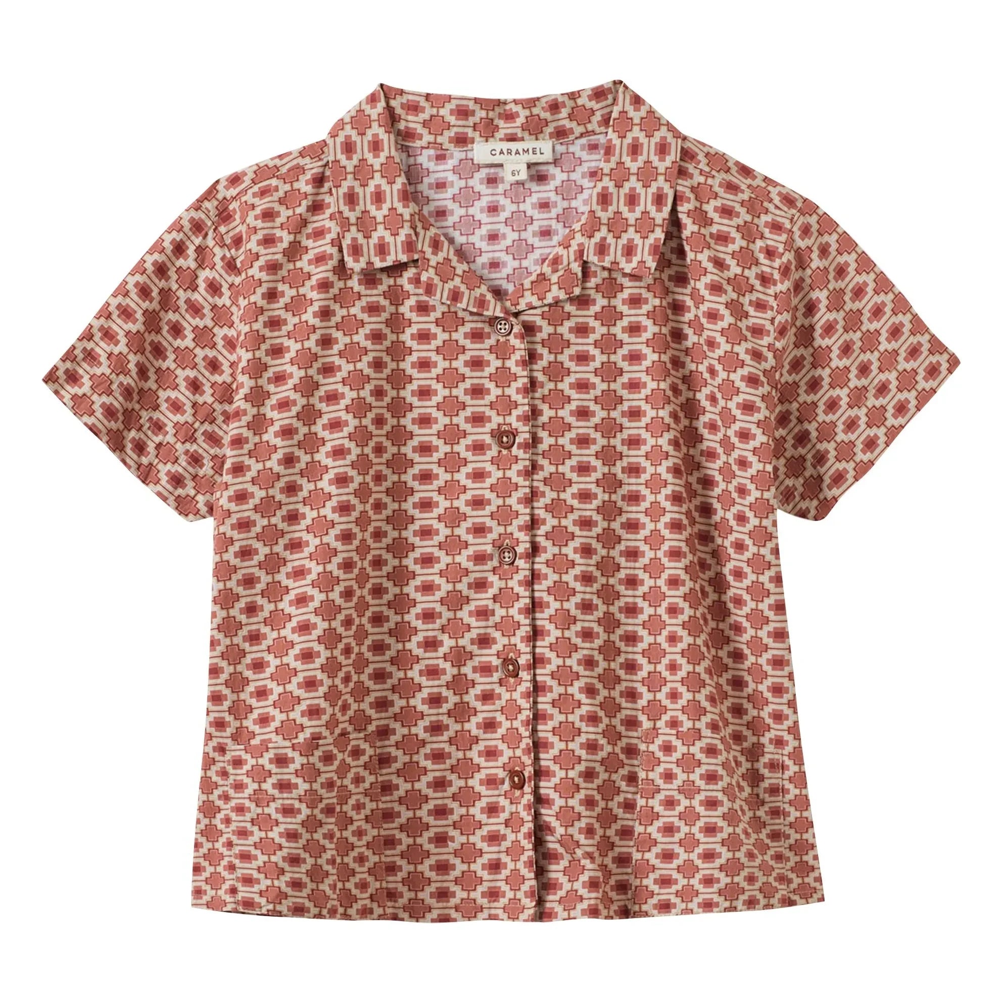 Caramelo - Camisa de bambú geométrica | Rojo ladrillo